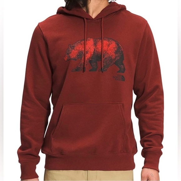 THE NORTH FACE Men's Large Red Bear Pullover Hoodie Sweatshirt TNF - Picture 1 of 15